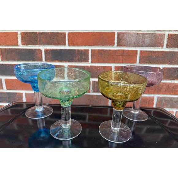 Margarita Bubble Glasses Set of 4 Various Colors - Picture 1 of 4